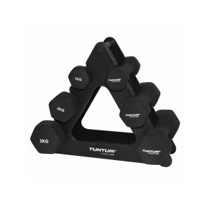 Dumbbells TUNTURI Neoprene Dumbbellset, 3 pairs + holder